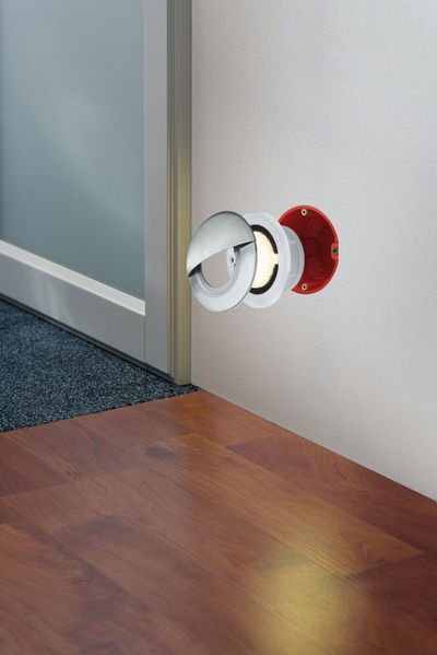 Applique murale LED ronde encastrée en aluminium brossé avec couvercle de protection et boîtier rouge