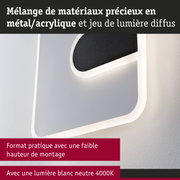 Applique murale moderne en métal et acrylique blanc avec lumière diffuse blanc neutre 4000K.