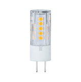 Compact G9 LED bulb with clear plastic housing and warm white LEDs for energy-efficient lighting