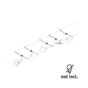 White metal LED cable spotlight with multiple adjustable lamps for modern interior lighting