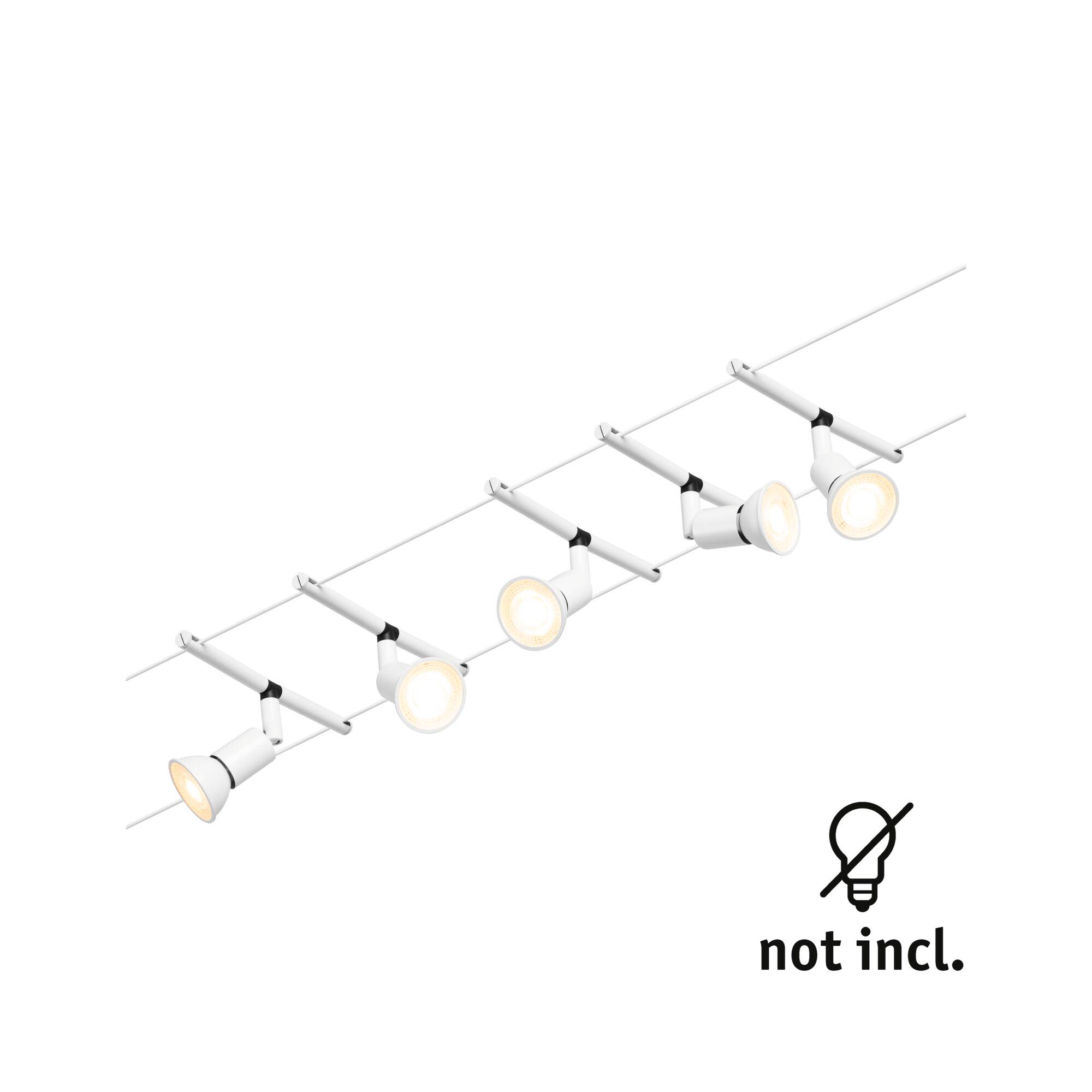 White metal LED cable spotlight with multiple adjustable lamps for modern interior lighting
