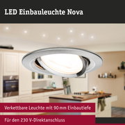LED Einbauleuchte Nova aus gebürstetem Aluminium in Silber für moderne Küchenbeleuchtung