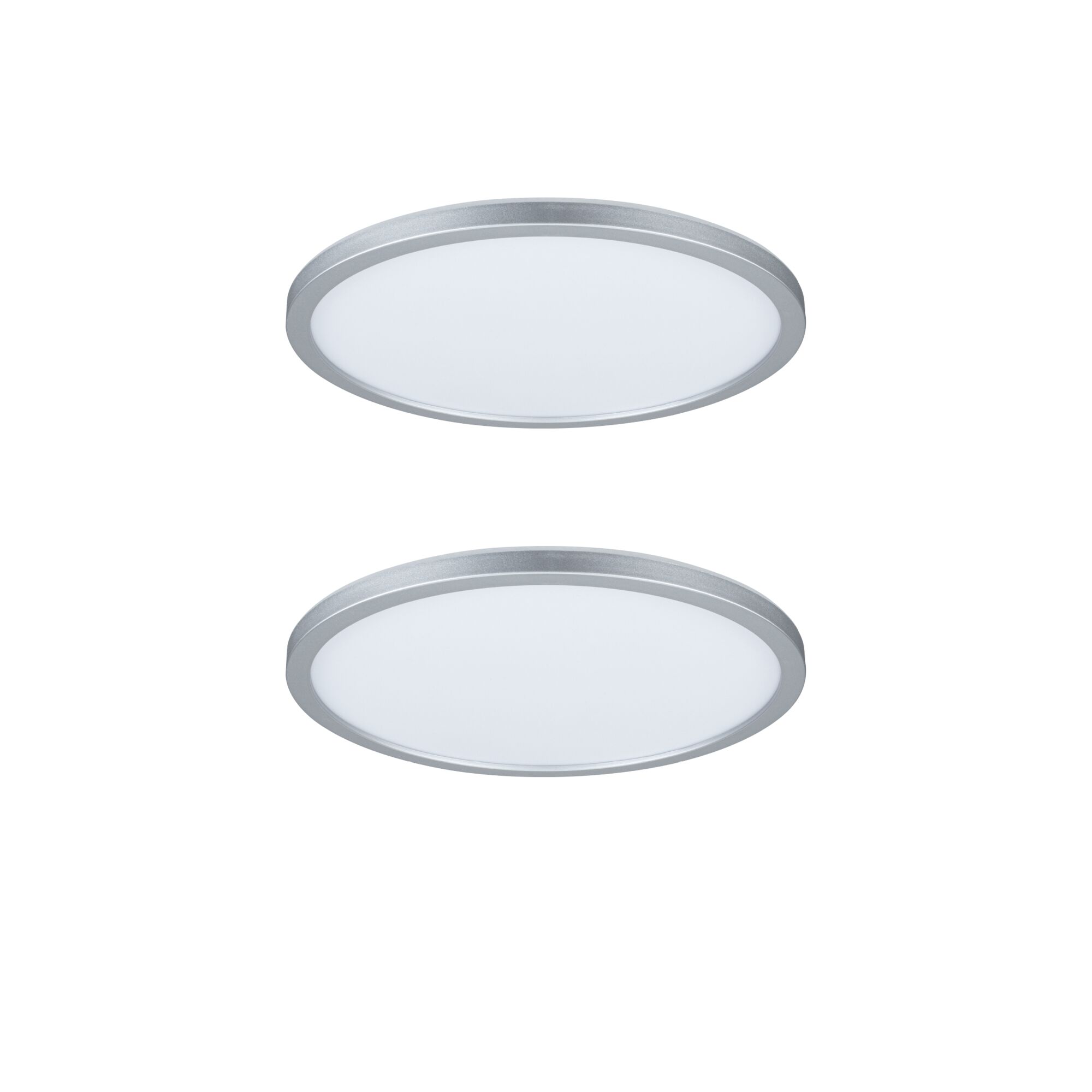 LED Panel Abia round 300mm 2x22W 2x2200lm 2700K Chrome matt Two round LED ceiling lights with silver aluminum frame and white diffuser for modern lighting