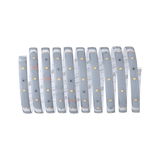 Flexible LED strip with white LEDs and adhesive backing for versatile lighting applications