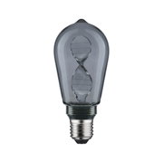 Light bulb with twisted LED filament in smoked glass and E27 base for decorative lighting use