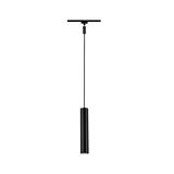 Black metal LED pendant light with cylindrical design for modern indoor lighting solutions