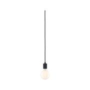 Black pendant light with frosted glass and fabric cable for modern interior lighting