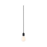 Czarna lampa wisząca z matowym szkłem i tekstylnym kablem do nowoczesnego oświetlenia wnętrz