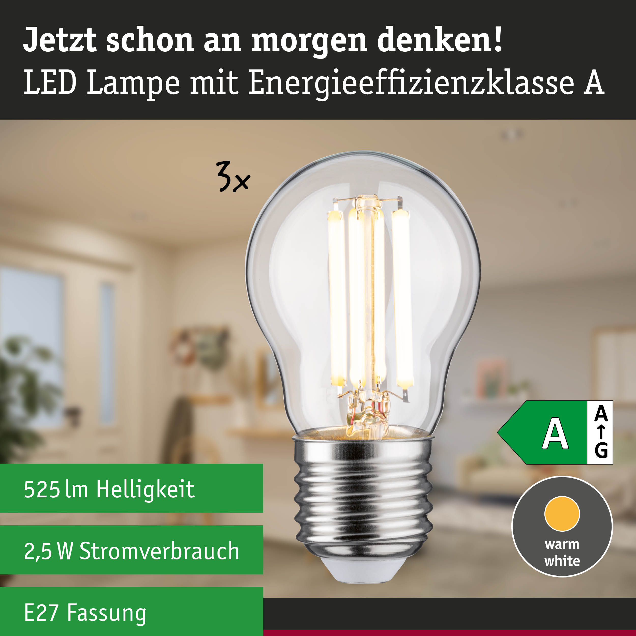Energiesparende LED-Lampe mit warmweißem Licht und hoher Effizienz für nachhaltige Beleuchtung