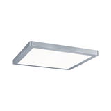 Modern square LED ceiling panel in silver aluminum with white light for living spaces