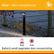 Zwarte metalen solar tuinlamp met energiezuinige LED-verlichting voor buitengebruik