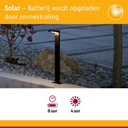 Zwarte metalen solar tuinlamp met energiezuinige LED-verlichting voor buitengebruik