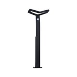 Black metal LED outdoor light with motion sensor and modern design for garden lighting