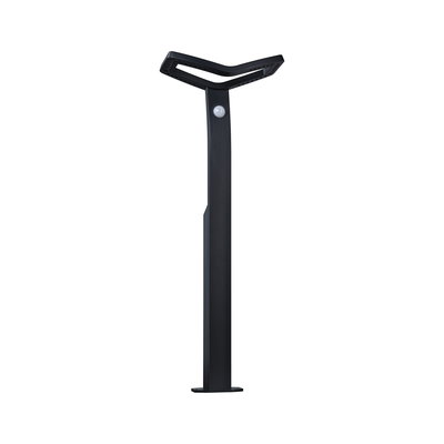 Black metal LED outdoor light with motion sensor and modern design for garden lighting