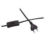 Black power cable with toggle switch and Euro plug made of plastic for lighting and electronics