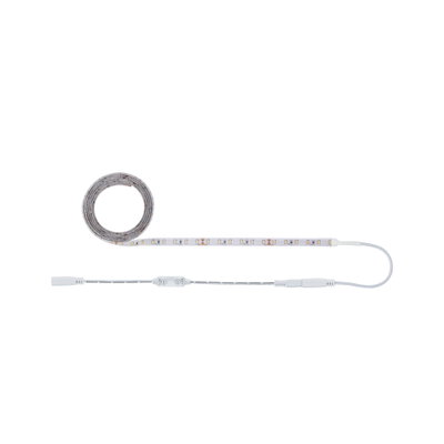White LED strip light with control cable for flexible indoor lighting solutions and decoration
