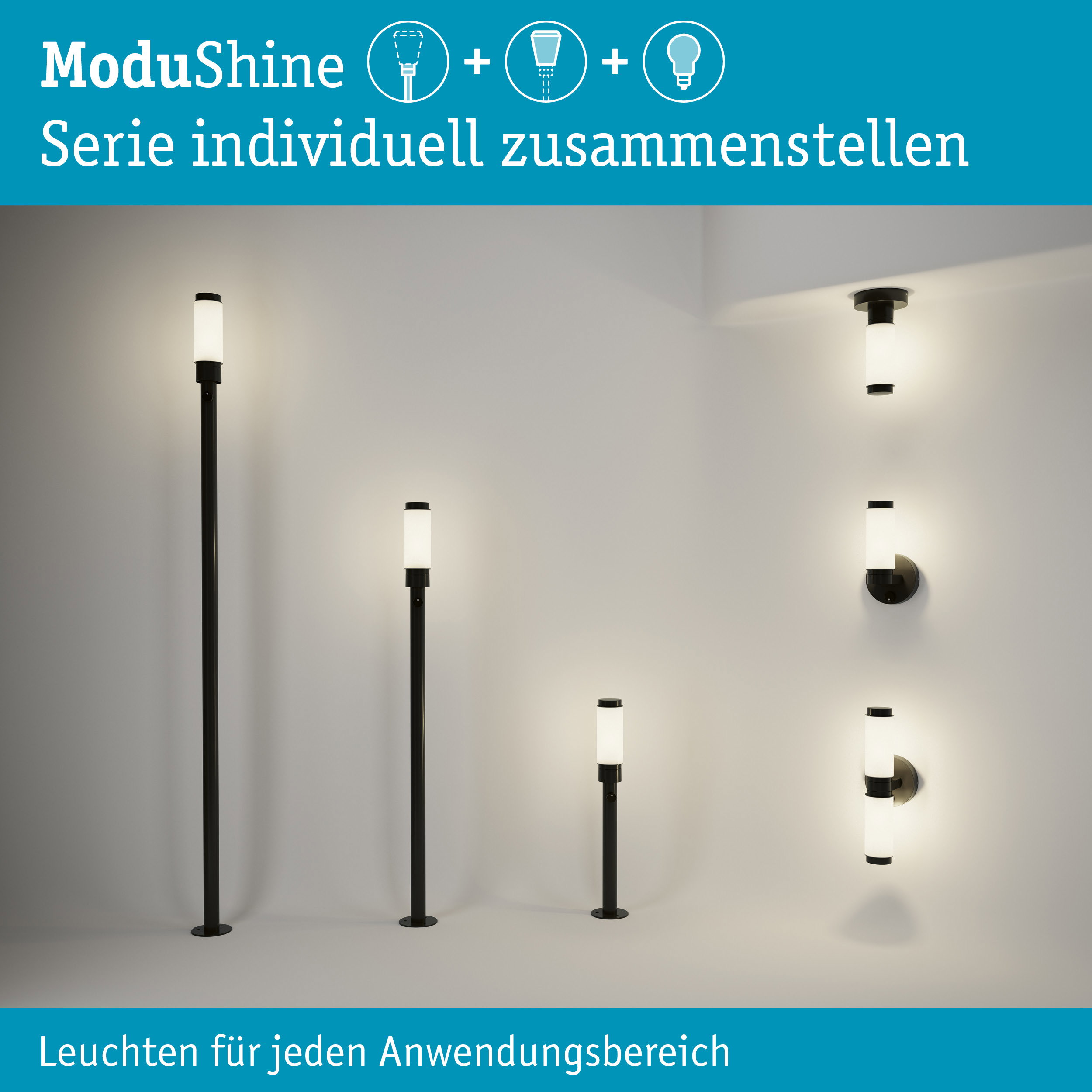 ModuShine Schirm Selaro IP44 zylindrisch Anthrazit/Weiß