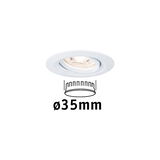 White plastic recessed spotlight with 35 mm diameter for LED indoor lighting applications