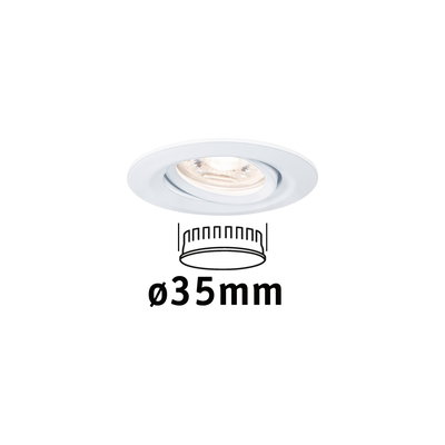 White plastic recessed spotlight with 35 mm diameter for LED indoor lighting applications