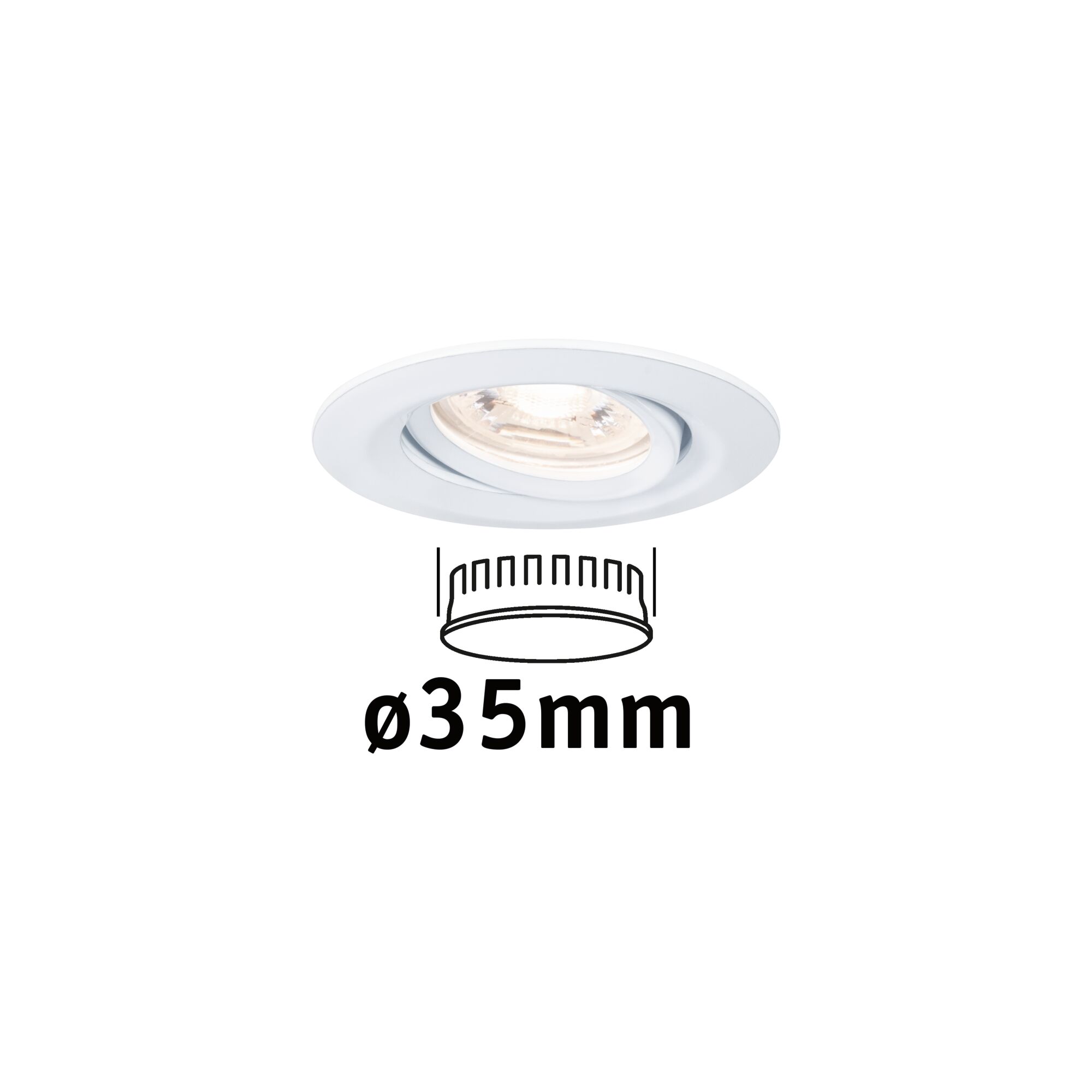 LED Einbauleuchte Nova Mini Coin Einzelleuchte schwenkbar rund 66mm 15° Coin 4W 310lm 230V 2700K Weiß matt Weißer Einbaustrahler aus Kunststoff mit 35 mm Durchmesser für LED-Beleuchtung im Innenbereich