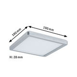 Quadratische LED-Deckenleuchte aus silbernem Aluminium, 190x190 mm, flach mit 28 mm Höhe