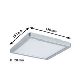 Quadratische LED-Deckenleuchte aus silbernem Aluminium, 190x190 mm, flach mit 28 mm Höhe