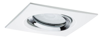 Spot encastré carré en métal blanc avec réflecteur chromé réglable pour éclairage LED