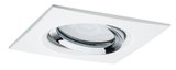 Square recessed spotlight in white metal with adjustable chrome reflector for LED lighting