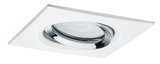Vierkante inbouwspot van wit metaal met verstelbare chromen reflector voor LED-verlichting