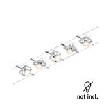 Système de câbles moderne avec cinq spots LED blancs en métal pour un éclairage flexible