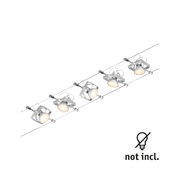 Projecteurs LED argentés modernes sur câble avec têtes réglables pour éclairage intérieur polyvalent