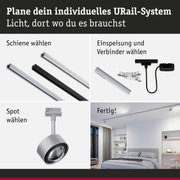 Modulares URail-Schienensystem in Schwarz und Weiß mit Spots und Verbindern für individuelle Lichtplanung