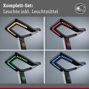 Schwarze LED-Leuchte mit vier Farbmodi und integriertem Sensor, modernes Design für Innenbeleuchtung