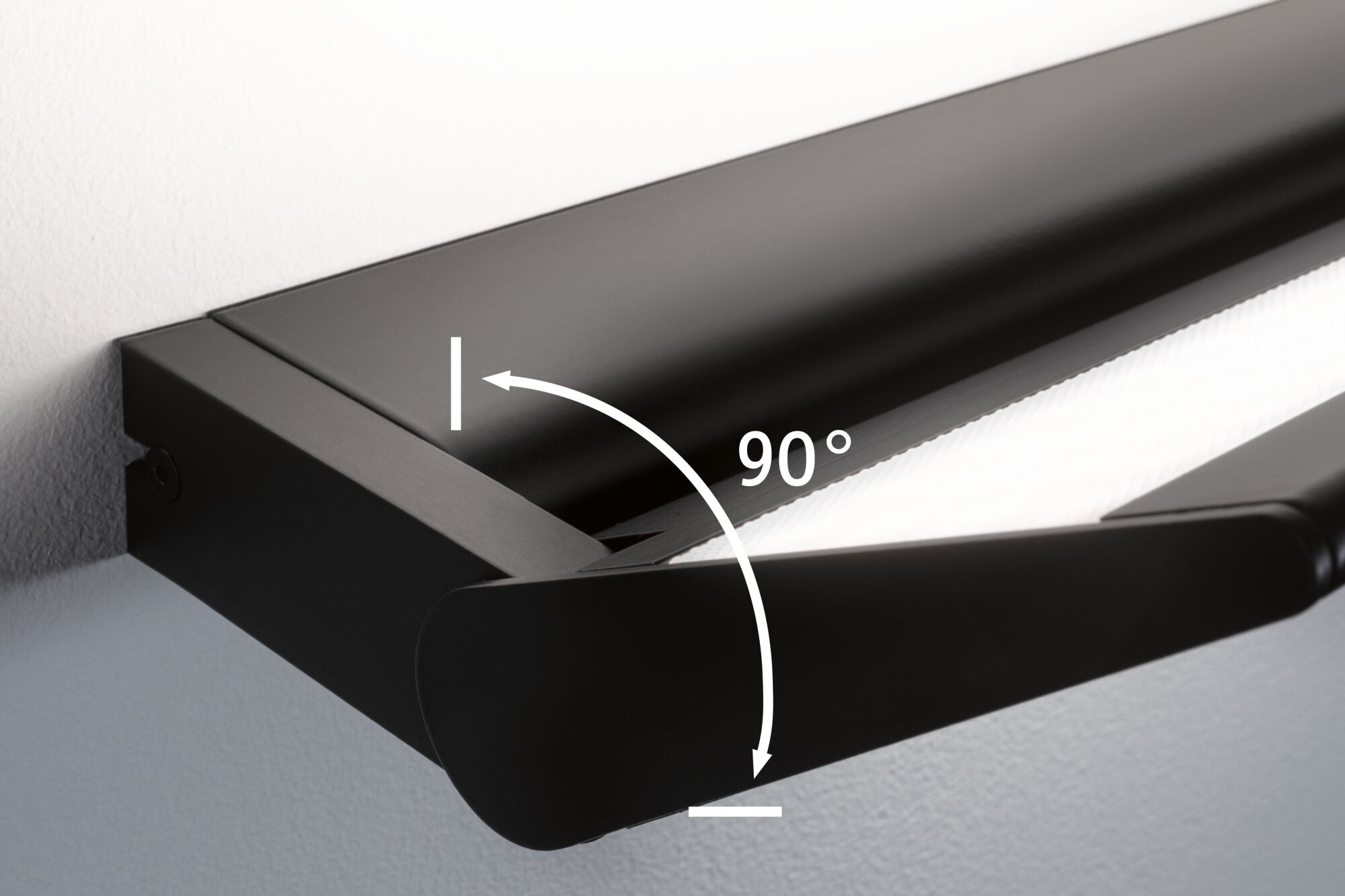 Schwarze LED-Wandleuchte aus Metall mit einstellbarem 90-Grad-Winkel für moderne Innenbeleuchtung