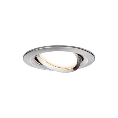 Round brushed stainless steel spotlight with adjustable LED light for versatile room lighting
