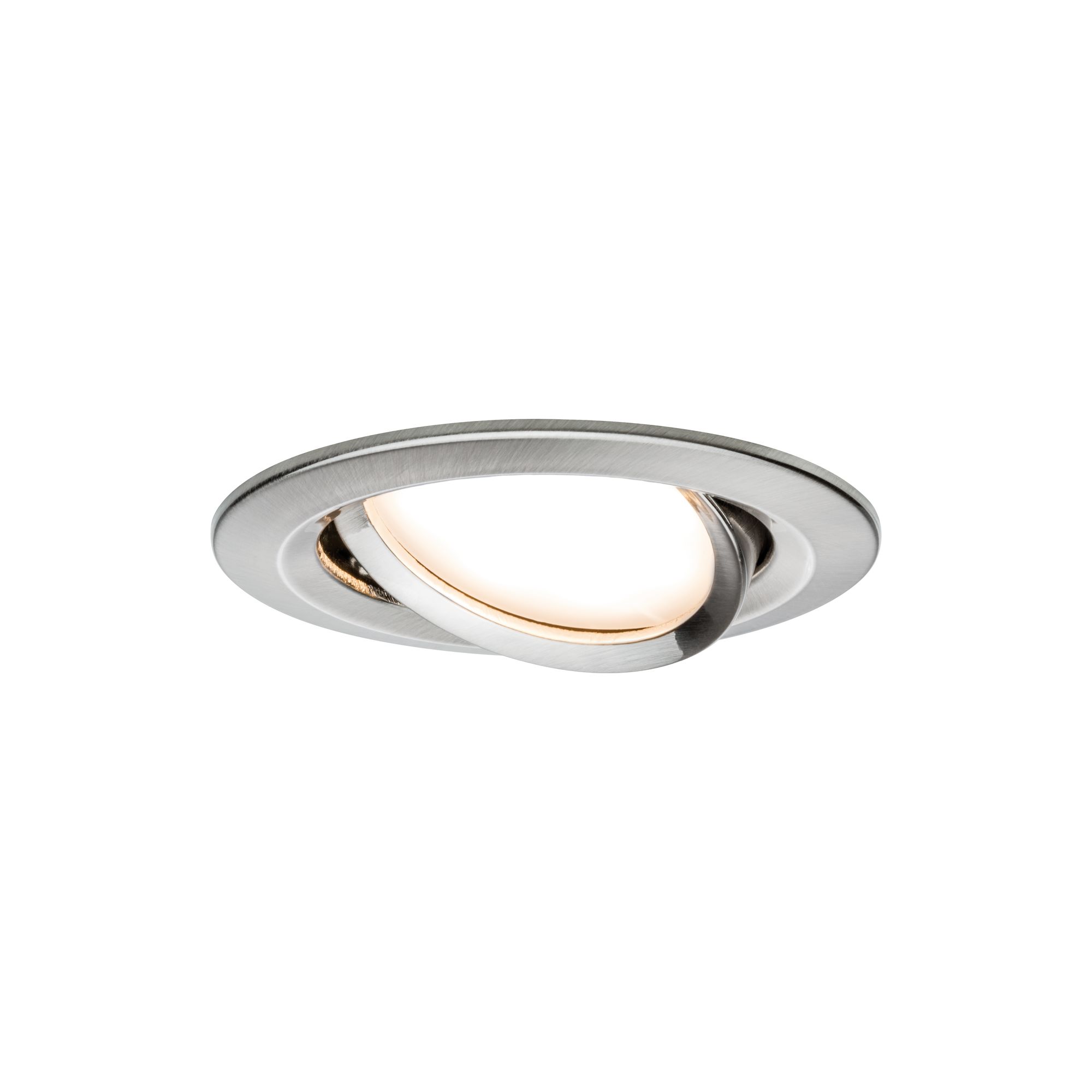 Ronde inbouwspot van geborsteld roestvrij staal met warm wit LED-licht voor moderne binnenverlichting