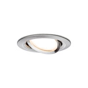 Runder Einbaustrahler aus gebürstetem Edelstahl mit warmweißem LED-Licht für moderne Innenbeleuchtung