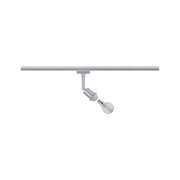 Silver LED track light with adjustable spotlight and E14 socket for modern interior lighting