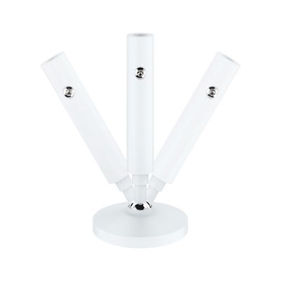 White rotatable metal LED ceiling spotlight with three light arms for flexible lighting