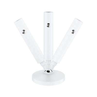 White rotatable metal LED ceiling spotlight with three light arms for flexible lighting