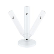 White adjustable LED table spotlight made of metal with three arms for flexible lighting