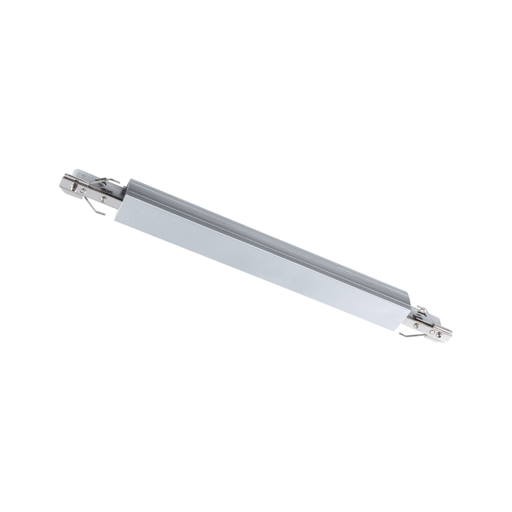 Connecteur en aluminium argenté pour éclairage LED sur rail avec raccords métalliques pour systèmes flexibles