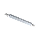 Silver aluminum connector for LED track lighting with metal fittings for flexible lighting systems