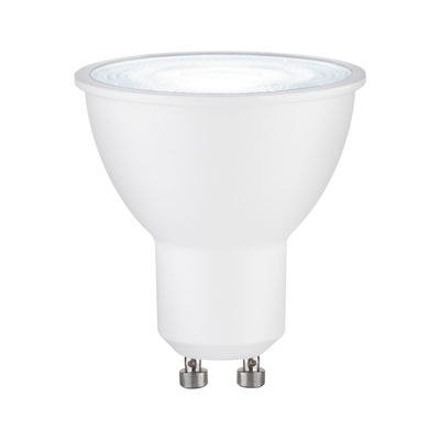 White LED reflector lamp with GU10 base made of plastic for energy-saving lighting