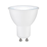 White LED reflector lamp with GU10 base made of plastic for energy-saving lighting