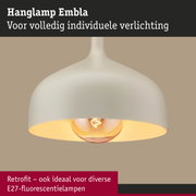 Hanglamp Embla in crèmewit met E27-fitting voor individuele verlichting en retrofitlampen