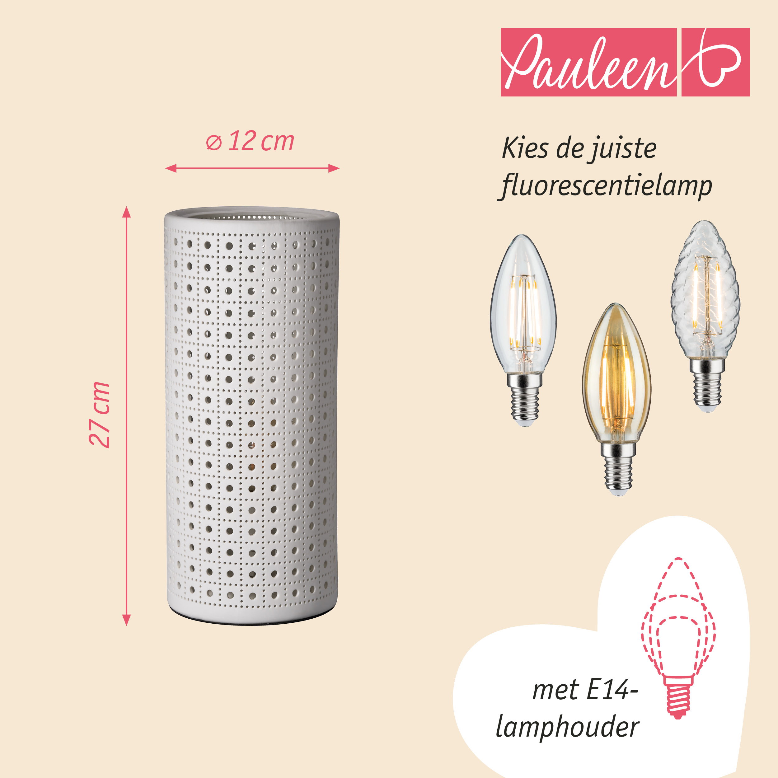Paulmann Pauleen LED-tafellamp Pure Sunkiss E14 max. 20W Wit mat