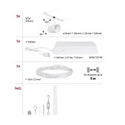 Weißer LED-Seilsystemstrahler mit 355° drehbarem Kopf und 160 mm Abstand, inklusive Netzteil und Zubehör