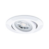 Round white recessed spotlight made of plastic with adjustable LED light for flexible lighting