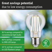 Energy-saving LED light bulb with clear glass and metal base for efficient sustainable lighting